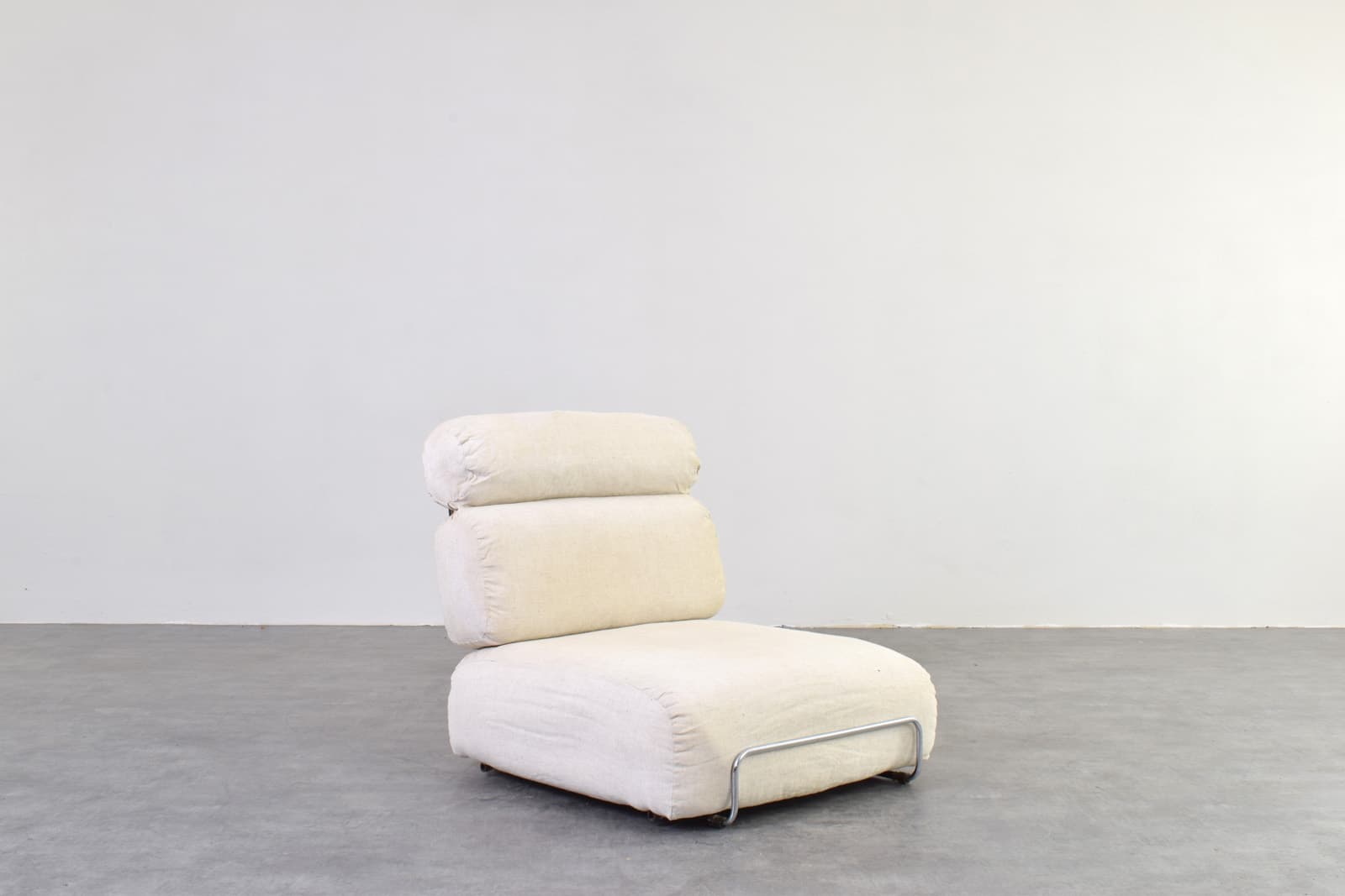 Modular sofa, beige cotton, silver metal, Italy, 1970s - 375792