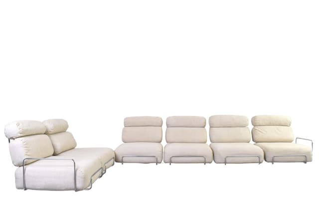 Modular sofa, beige cotton, silver metal, Italy, 1970s - DIMENSION