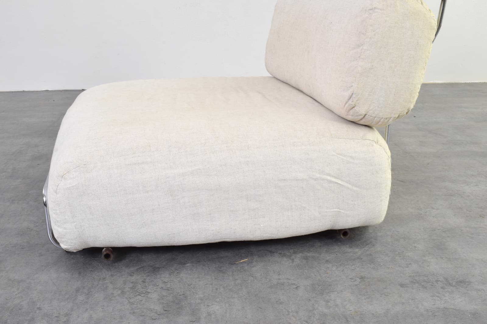Modular sofa, beige cotton, silver metal, Italy, 1970s - 375797