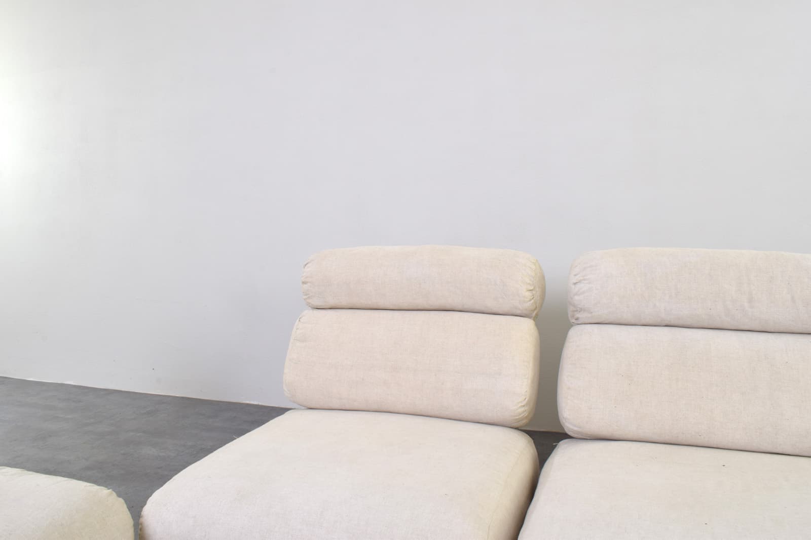 Modular sofa, beige cotton, silver metal, Italy, 1970s - 375787