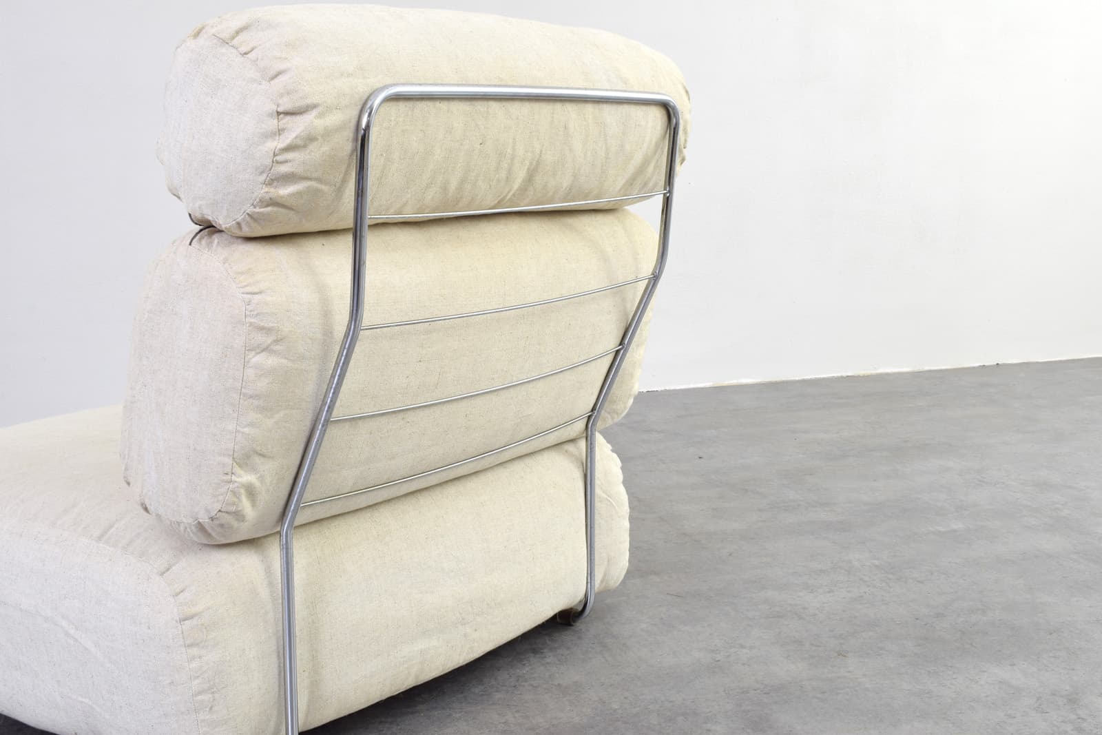 Modular sofa, beige cotton, silver metal, Italy, 1970s - 375799