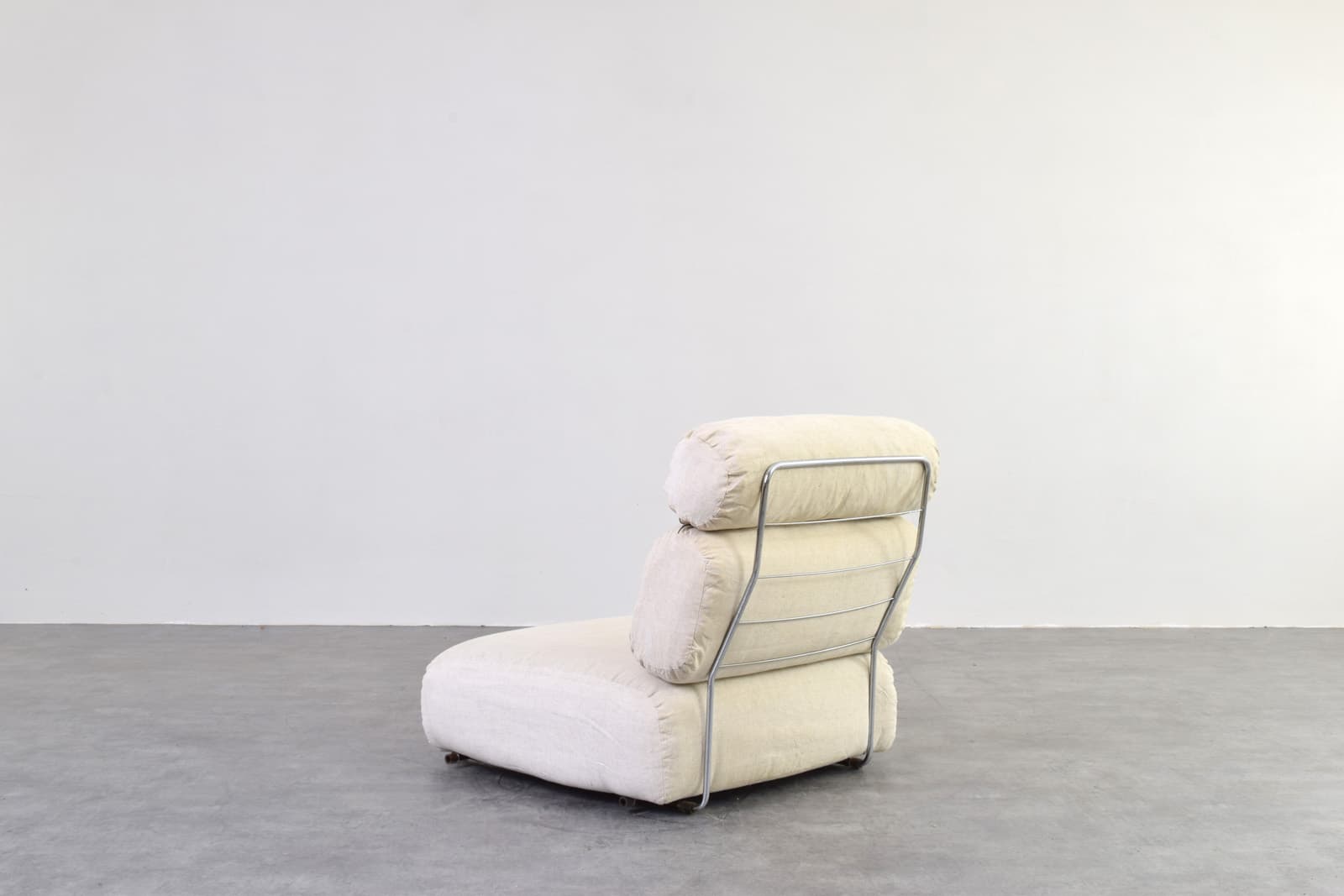 Modular sofa, beige cotton, silver metal, Italy, 1970s - 375795