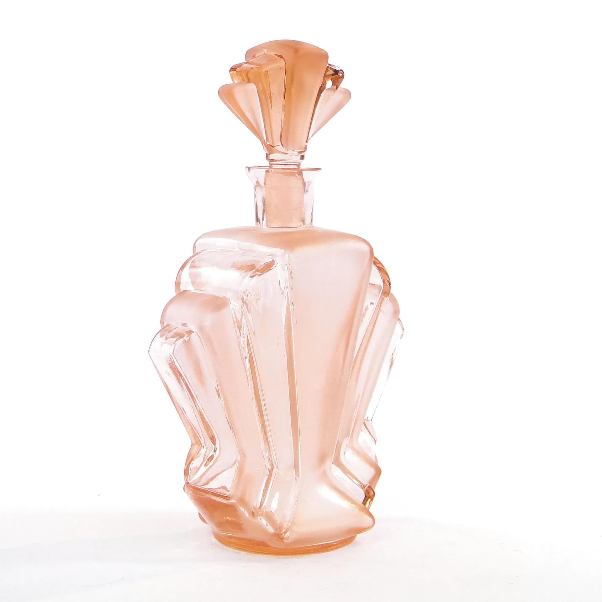 Karafka Art Deco, rozalin, szkło, Polska, lata 30. - 27401