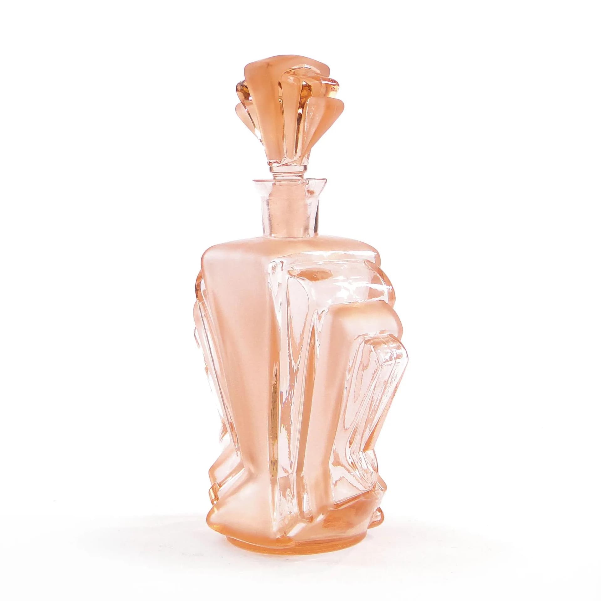 Karafka Art Deco, rozalin, szkło, Polska, lata 30. - 27402