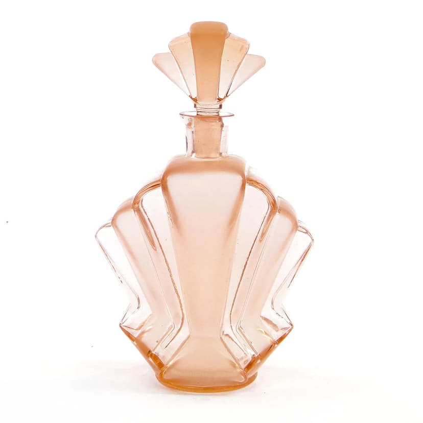 Decanter Art Deco, rosaline, glass, Poland, 1930s