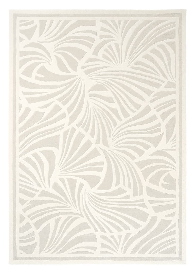 Rug Japanese Fans Ivory beige, white 120x180, wool, Florence Broadhurst