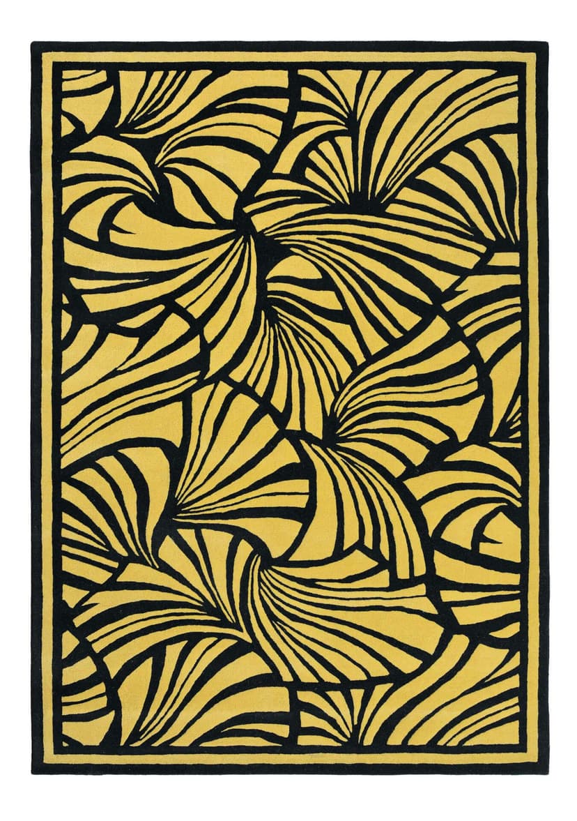 Rug Japanese Fans Gold black, gold 120x180, wool, Florence Broadhurst