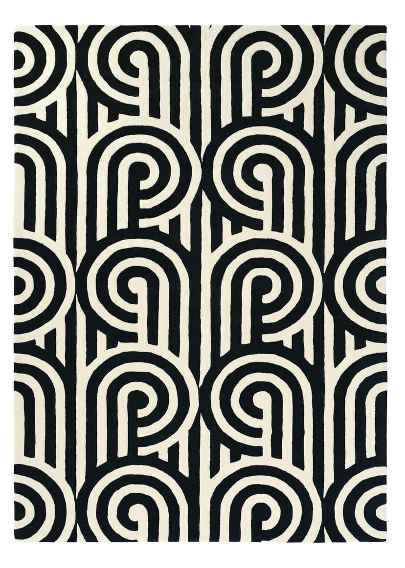 Rug Turnabouts Black black, white 120x180, wool, Florence Broadhurst