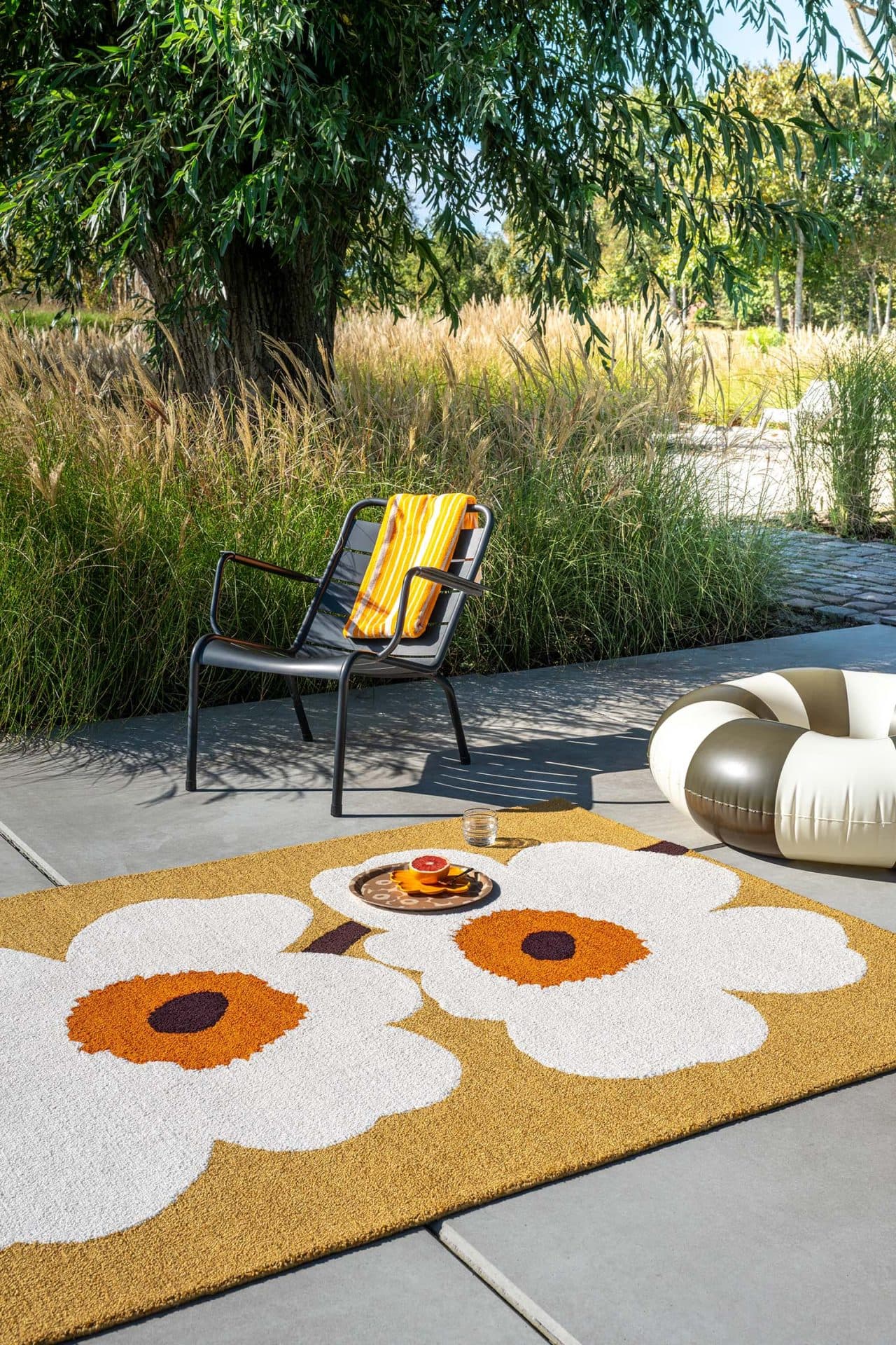 Dywan Unikko Anniversary Honey żółty, biały, pomarańczowy, brązowy 250x350, Marimekko - 376063