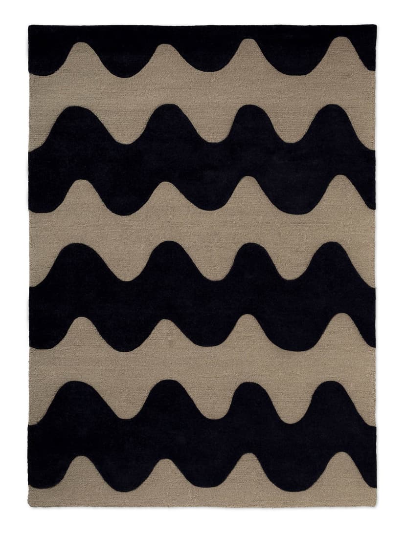 Rug Lokki Black beige, black 140x200, wool, Marimekko