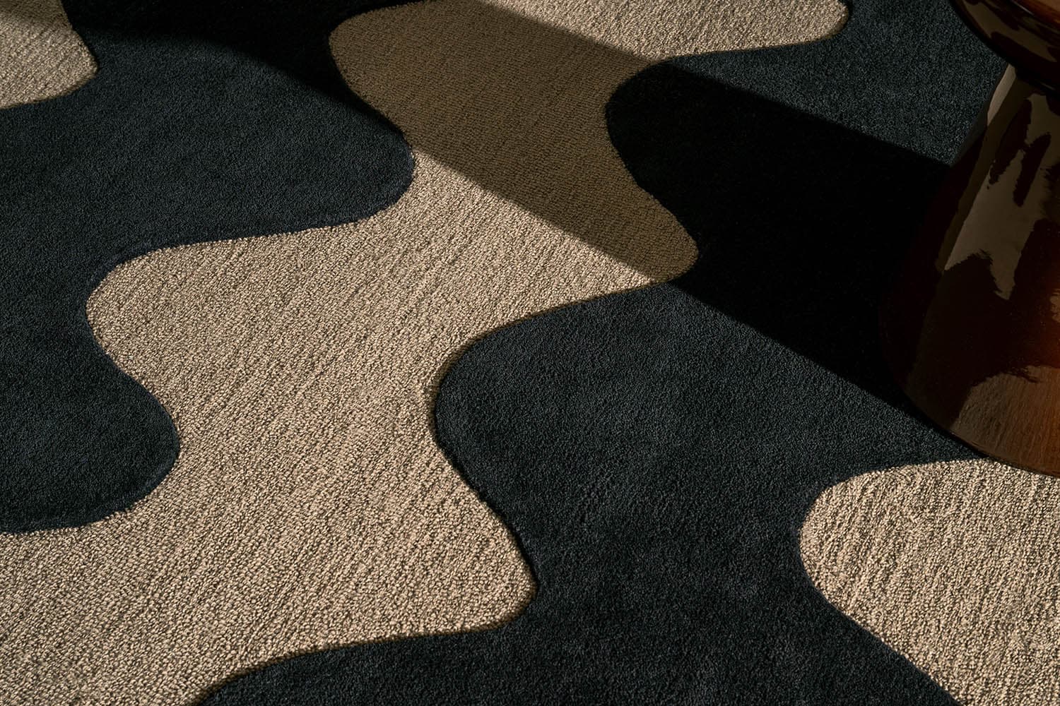 Dywan Lokki Black beżowy, czarny 140x200, wełna, Marimekko - 376161