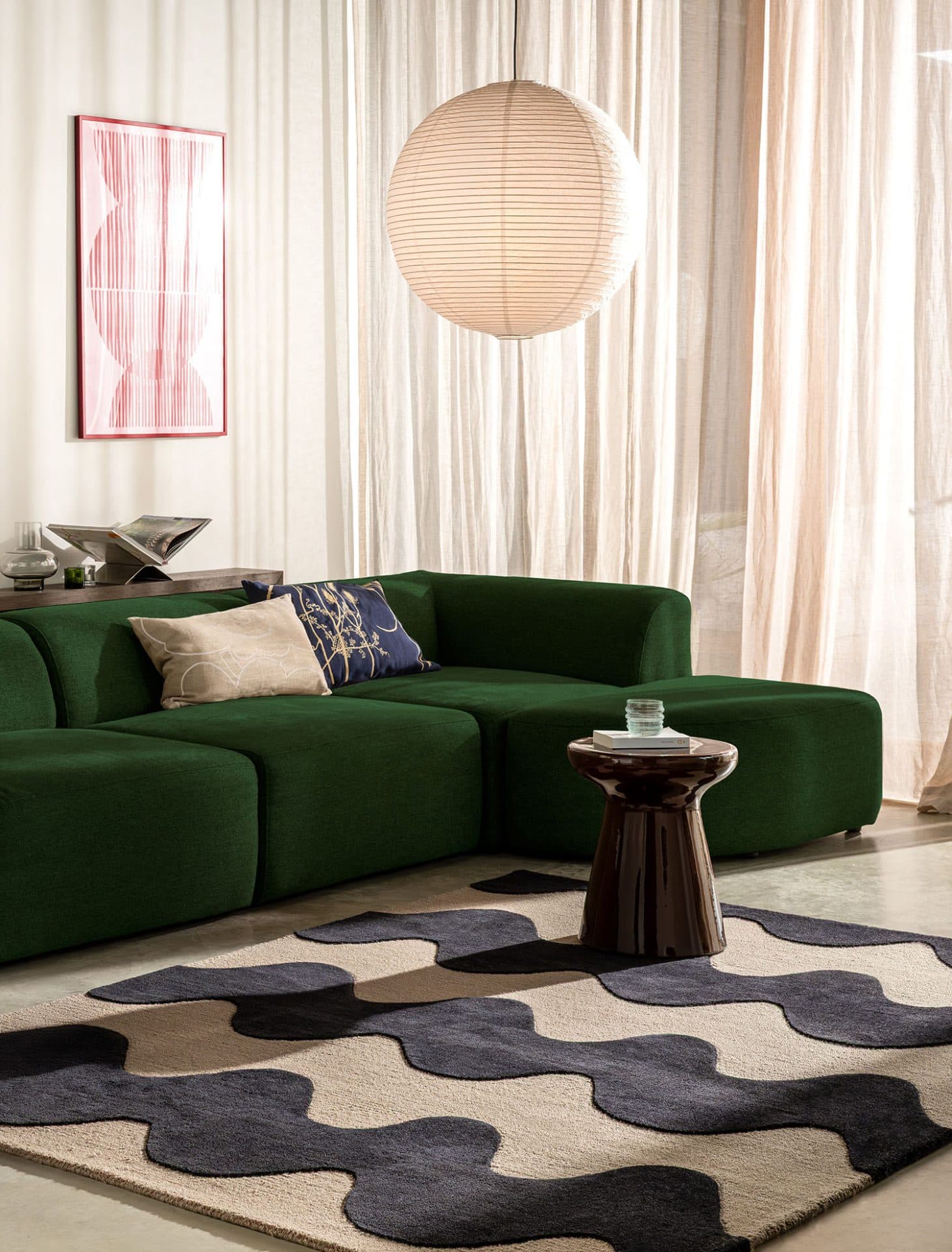 Dywan Lokki Black beżowy, czarny 140x200, wełna, Marimekko - 376158
