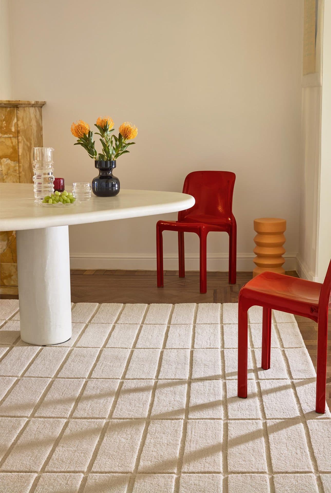 Rug Tiliskivi Natural White beige 70x245 cm, wool, Marimekko - 376238