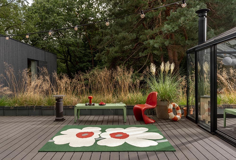 Dywan zewnętrzny Unikko Anniversary Green beżowy, zielony 200x280, Marimekko - 376790