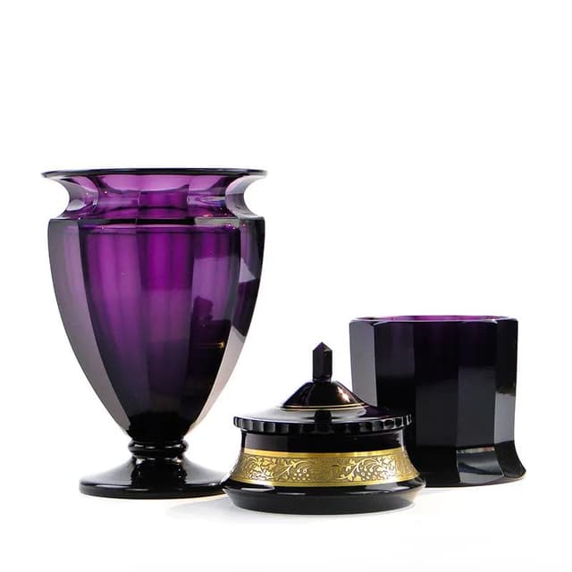 Wazon ametystowy, szkło fioletowe, Moser, Czechy, lata 20. - WYMIARY