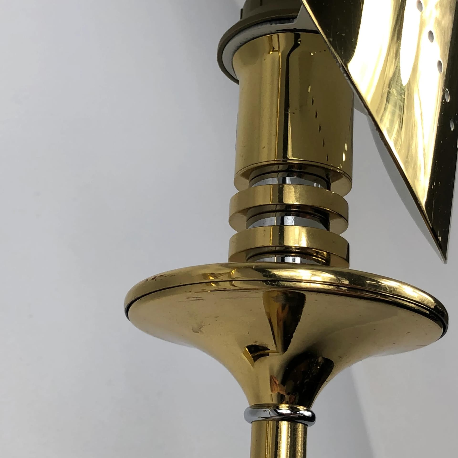Pair of wall sconces, golden brass, KW Leuchten, Germany, 1970s. - 27565