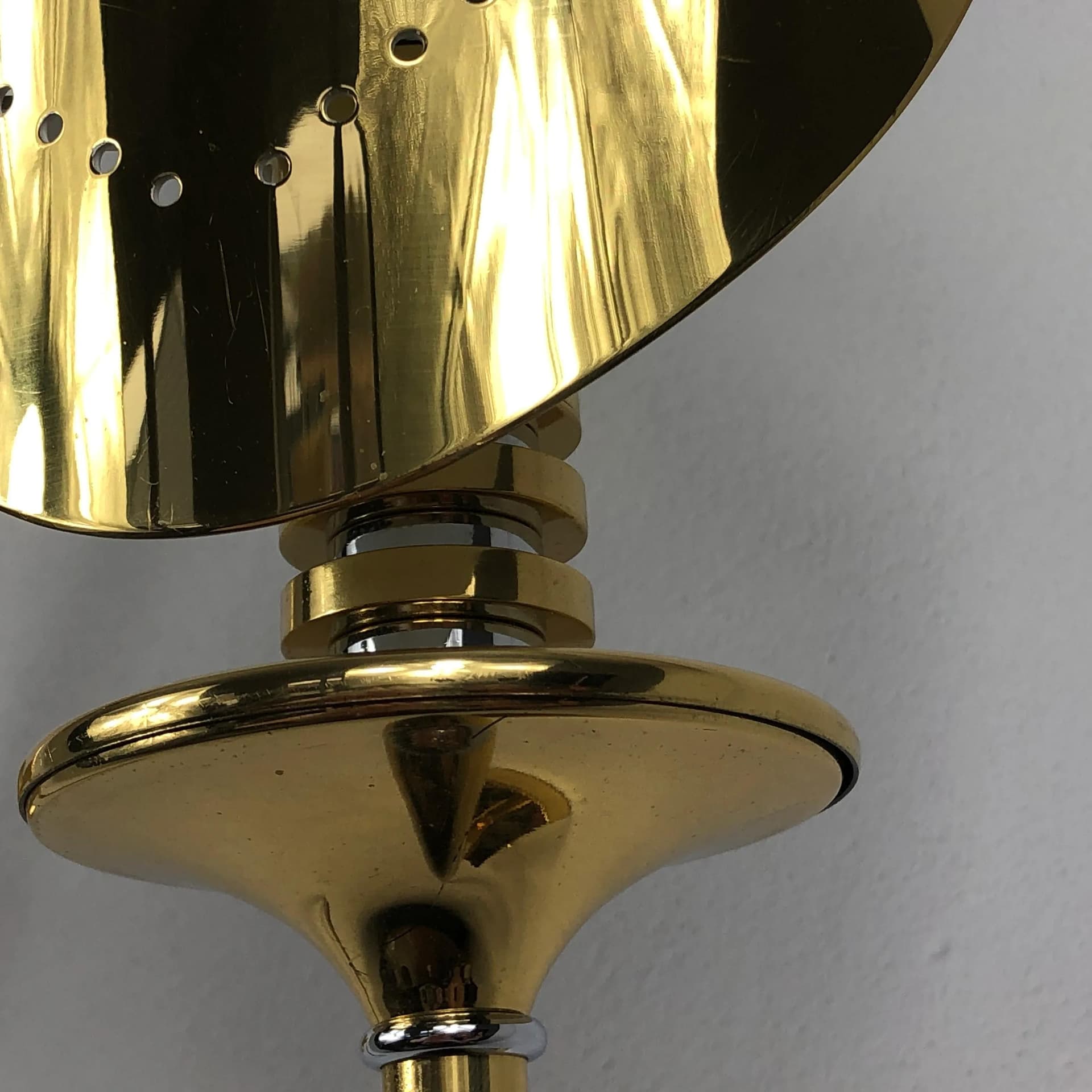 Pair of wall sconces, golden brass, KW Leuchten, Germany, 1970s. - 27566
