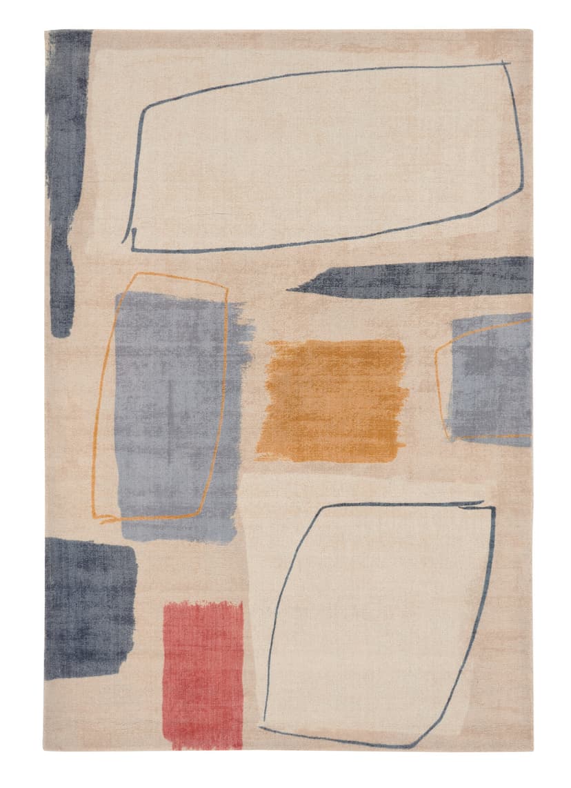 Rug Composition Amber, beige, blue, yellow, red, orange, 120x180 cm, wool, Scion Living