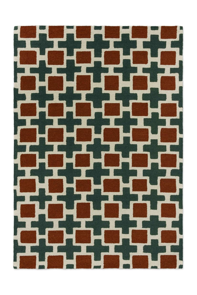 Rug Hatch Rust, beige, red, green, 120x180 cm, wool, Scion Living