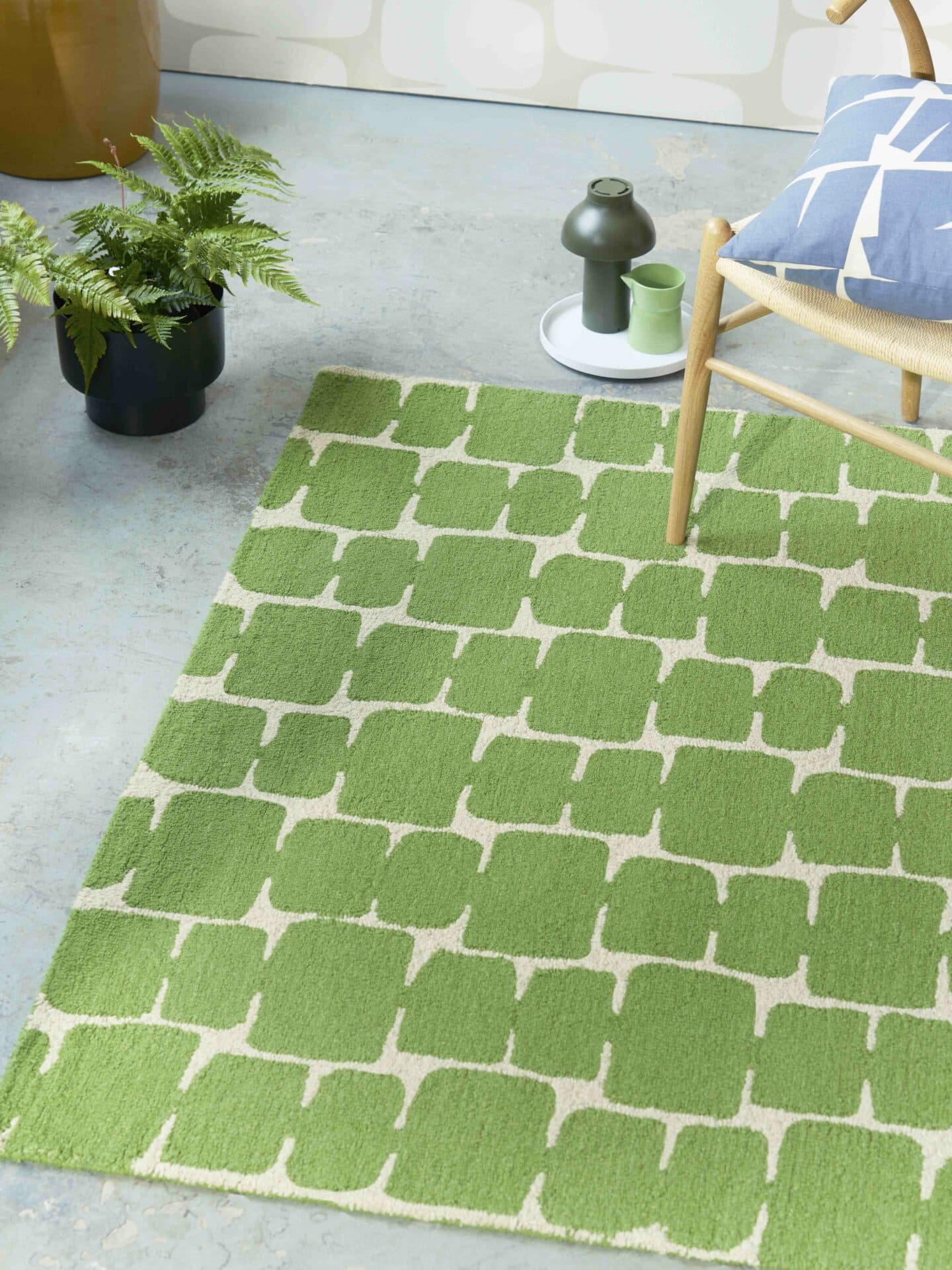 Rug Little Lohko Juniper, green, white, 120x180 cm, wool, Scion Living - 377148