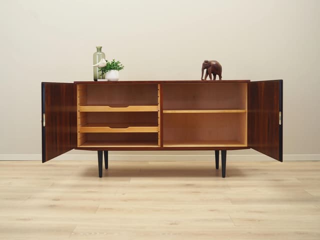 Szafka, palisander brązowy, proj. C. Jensen, Hundevad&Co., Dania, lata 70. - WYMIARY