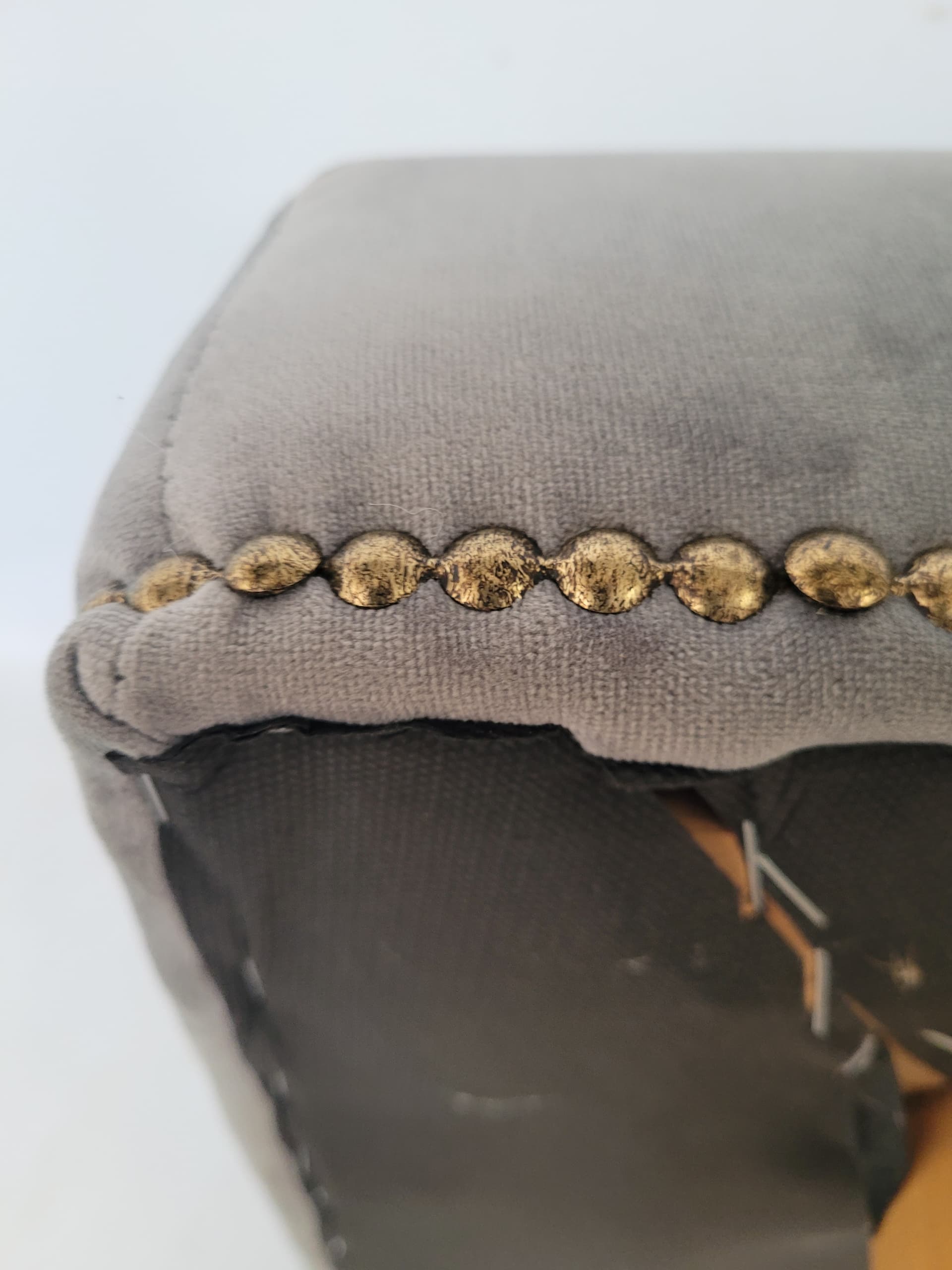 Stool Patyczak, grey velvet, light beech, Poland, 1970s. - 377282