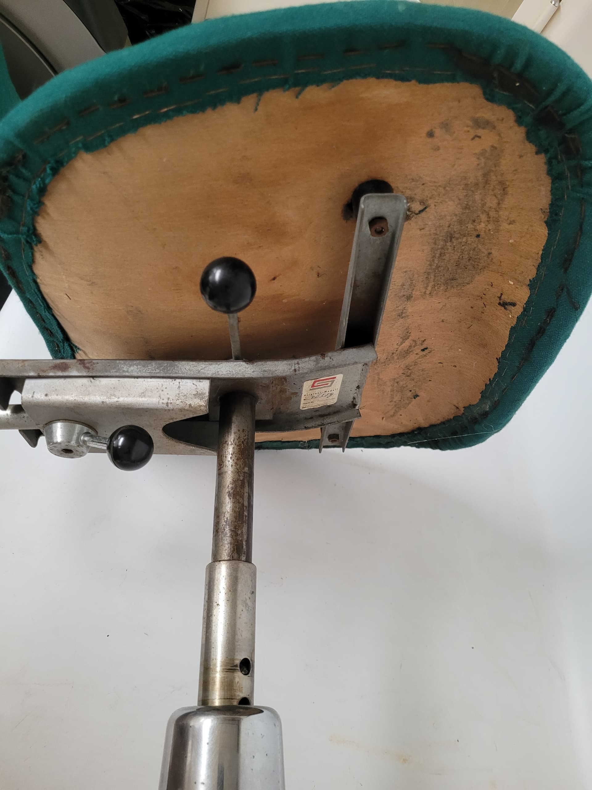 Office chair, green, fabric, chromed steel, by E. Eiermann, Germany, 1950s. - 377322