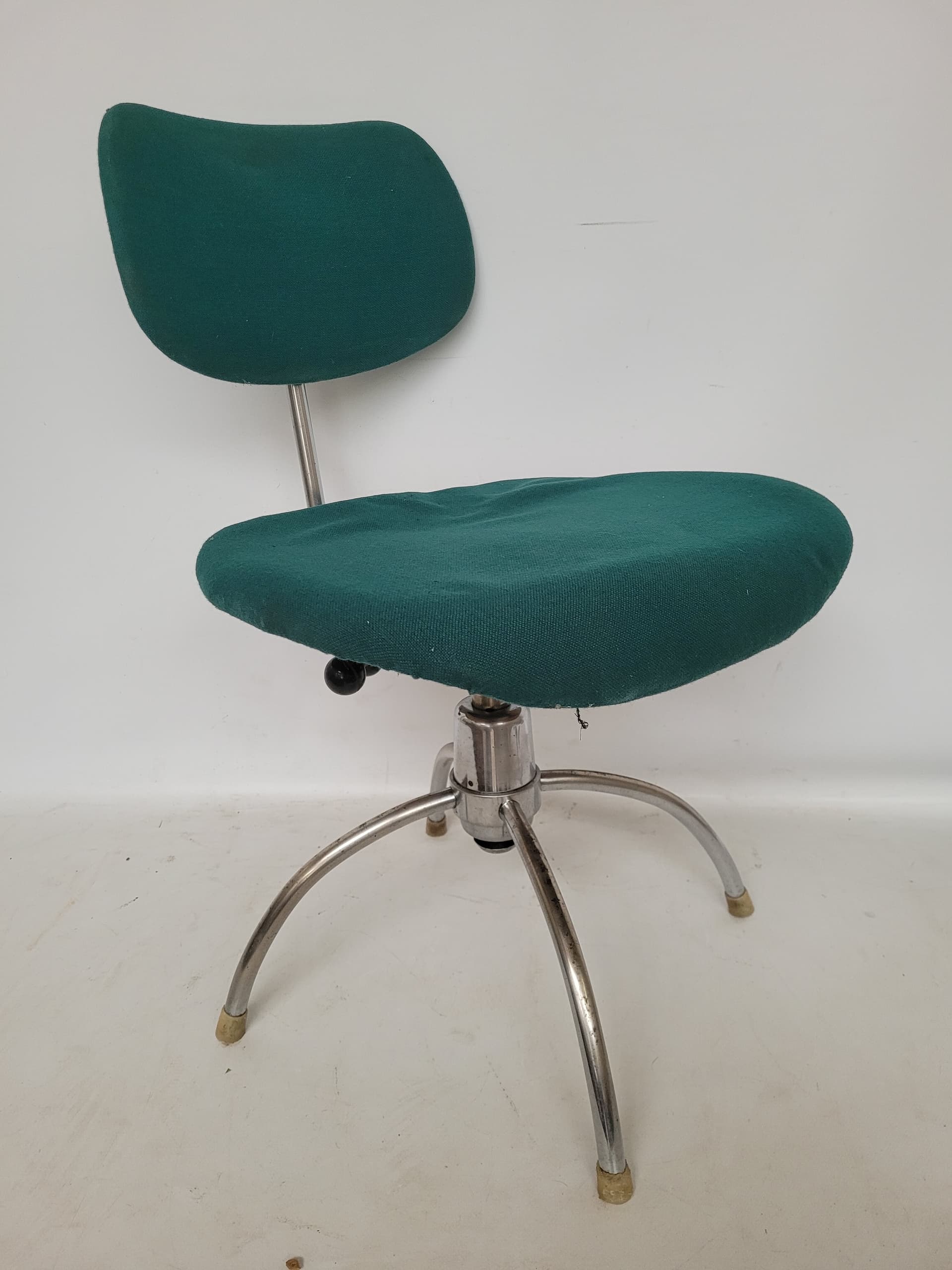 Office chair, green, fabric, chromed steel, by E. Eiermann, Germany, 1950s. - 377319