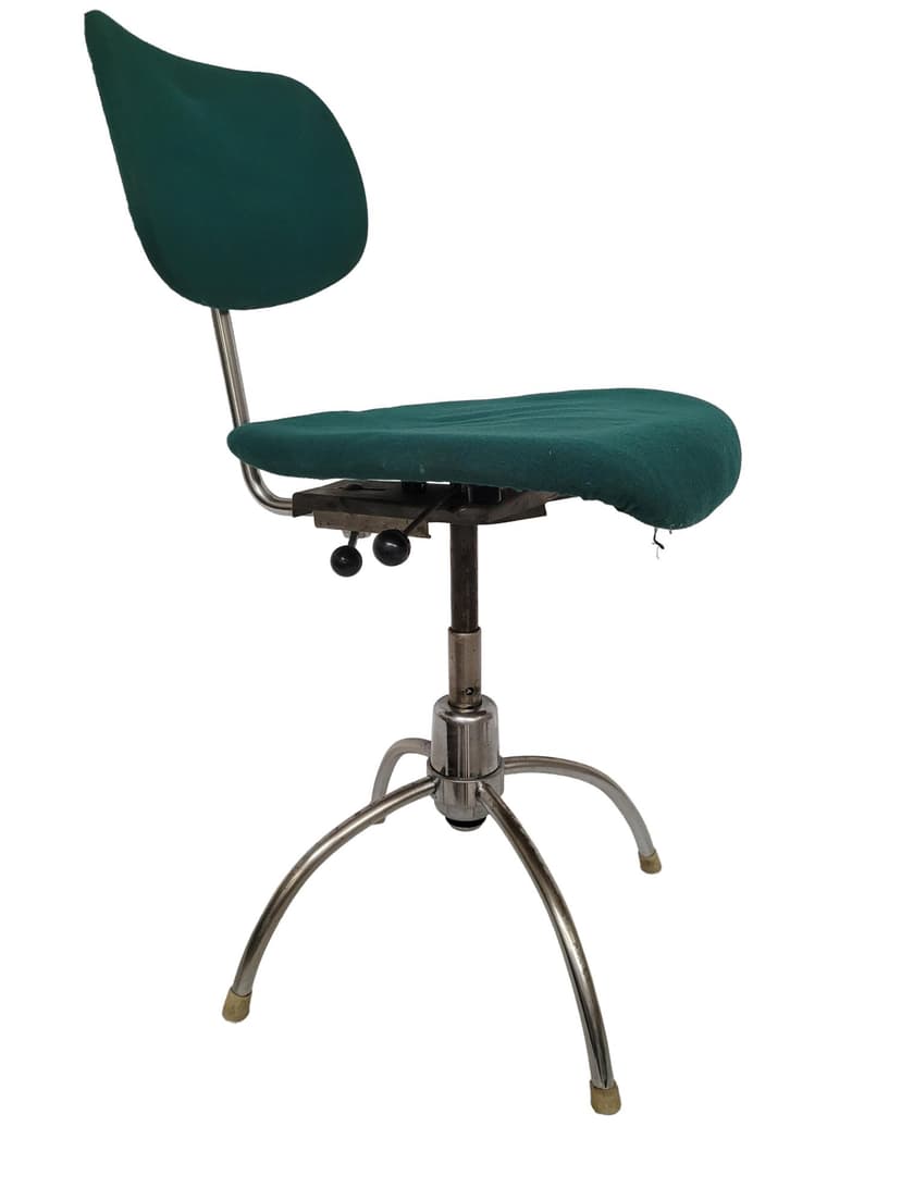 Office chair, green, fabric, chromed steel, by E. Eiermann, Germany, 1950s.