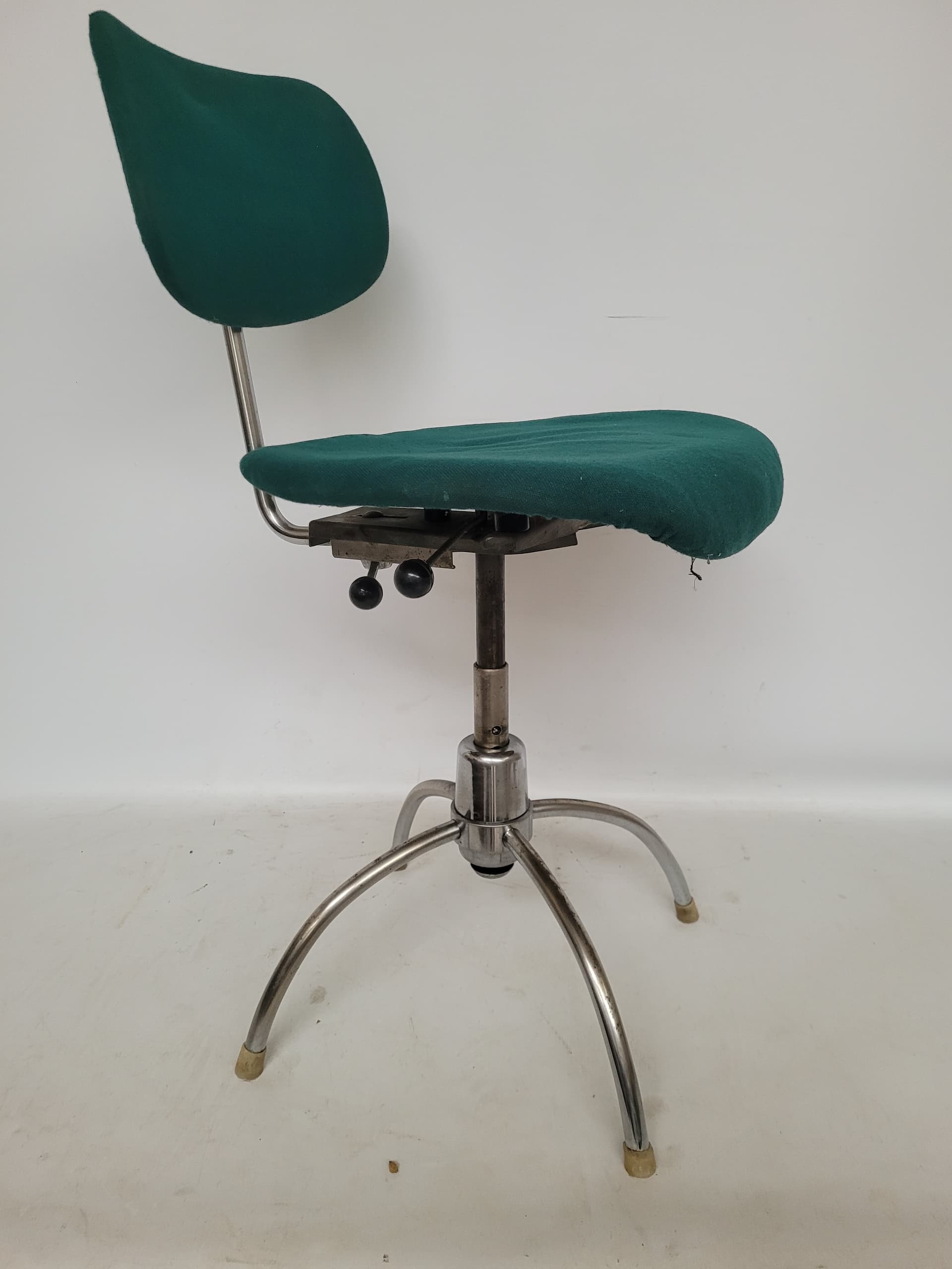 Office chair, green, fabric, chromed steel, by E. Eiermann, Germany, 1950s. - 377316