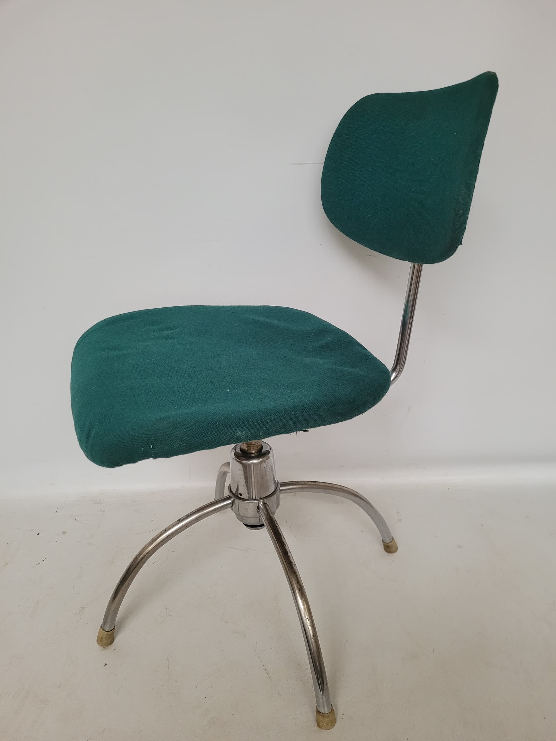 Office chair, green, fabric, chromed steel, by E. Eiermann, Germany, 1950s. - 377315