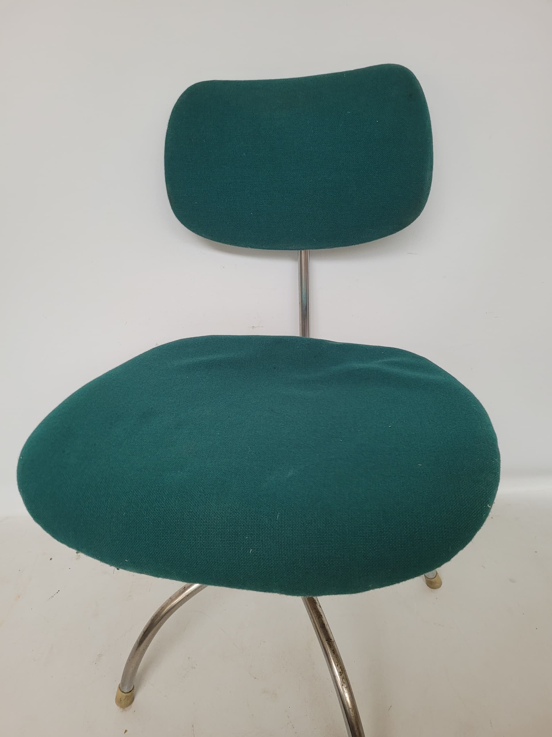 Office chair, green, fabric, chromed steel, by E. Eiermann, Germany, 1950s. - 377321