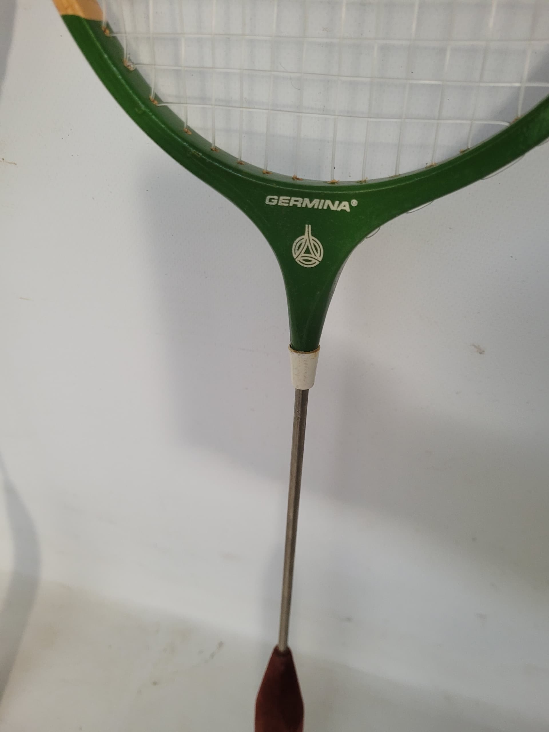 Set of two badminton rackets, brown wood, stainless steel, Germania, 1970s - 377341