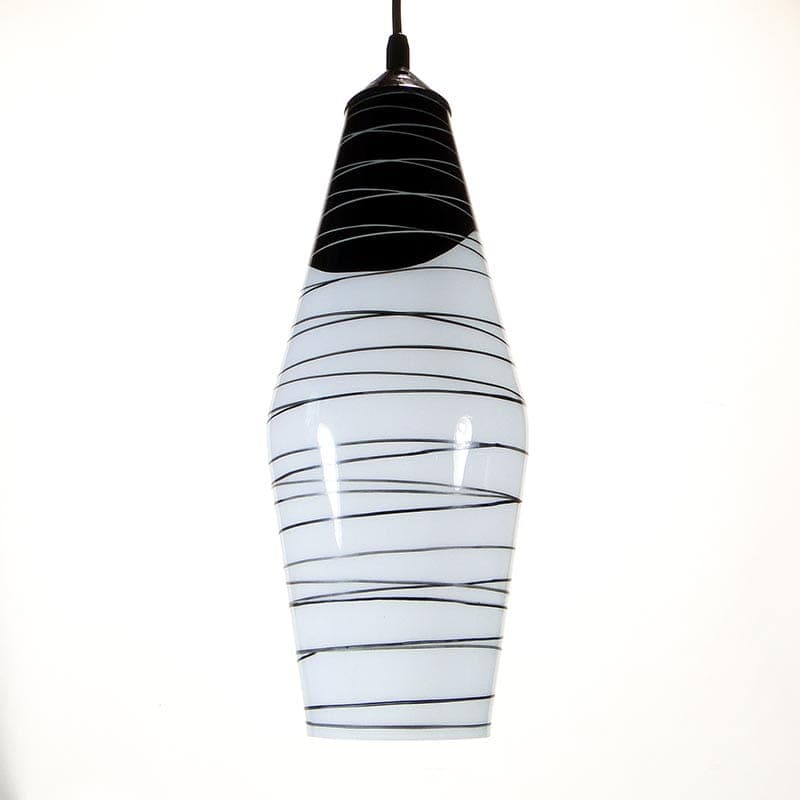 Lampa wisząca Brusel, szkło biały czarny, proj. J.A. Junek, lata 60. - 377353