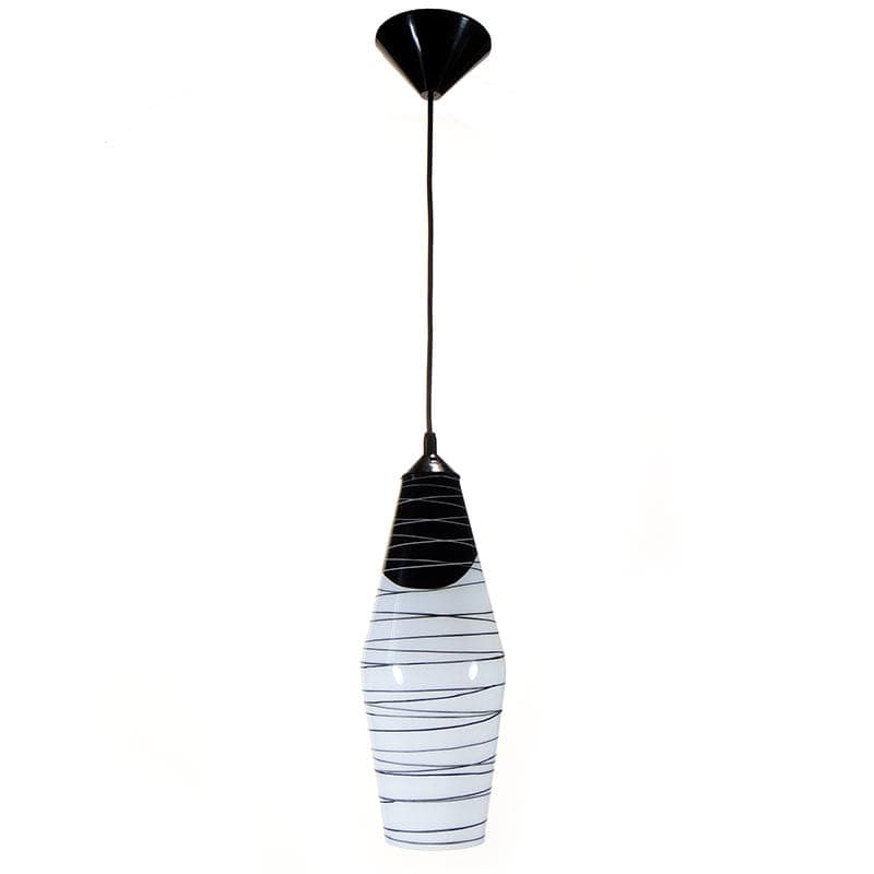 Lampa wisząca Brusel, szkło biały czarny, proj. J.A. Junek, lata 60. - 377352