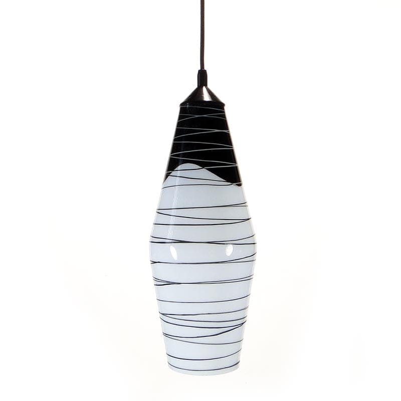 Lampa wisząca Brusel, szkło biały czarny, proj. J.A. Junek, lata 60. - 377355