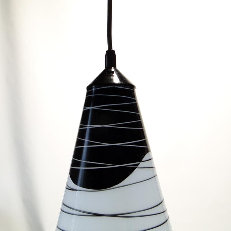 Lampa wisząca Brusel, szkło biały czarny, proj. J.A. Junek, lata 60. - 377354