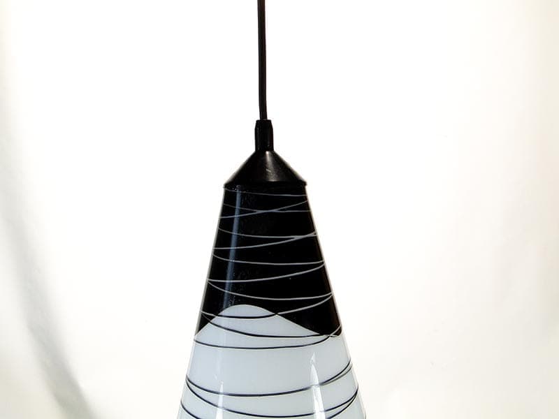 Lampa wisząca Brusel, szkło biały czarny, proj. J.A. Junek, lata 60. - 377356