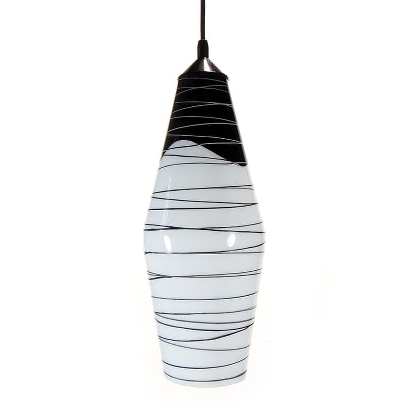 Lampa wisząca Brusel, szkło biały czarny, proj. J.A. Junek, lata 60. - 377358
