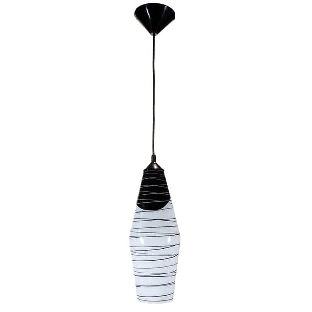 Lampa wisząca Brusel, szkło biały czarny, proj. J.A. Junek, lata 60. - WYMIARY