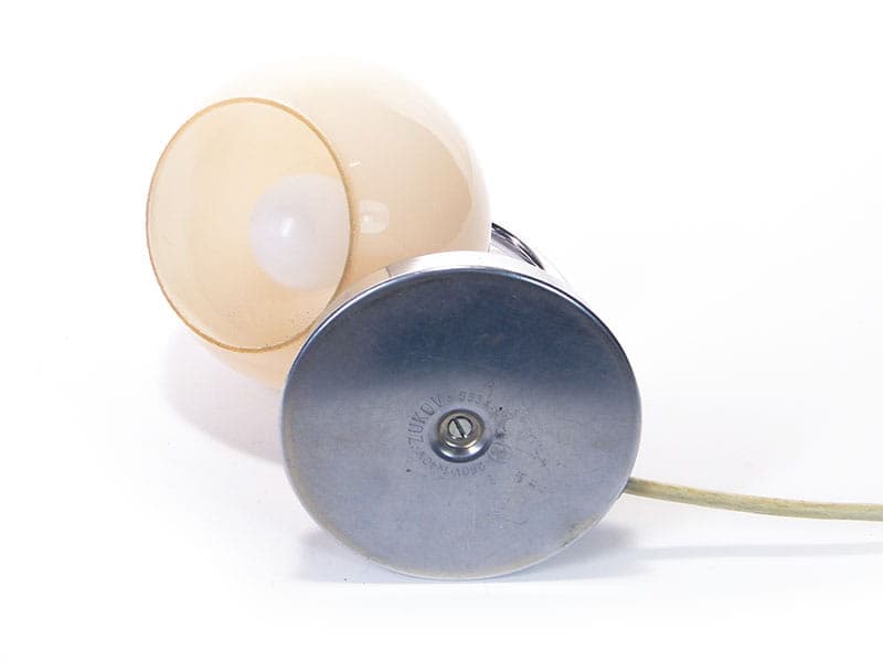 Lampa stołowa Zukov, beżowy, szkło, stal chromowana, mosiądz, Czechosłowacja, lata 60. - 377359