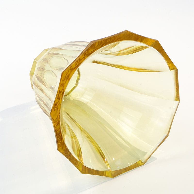 Wazon art déco, kryształ żółty, Moser, Czechy, lata 30. - 377379