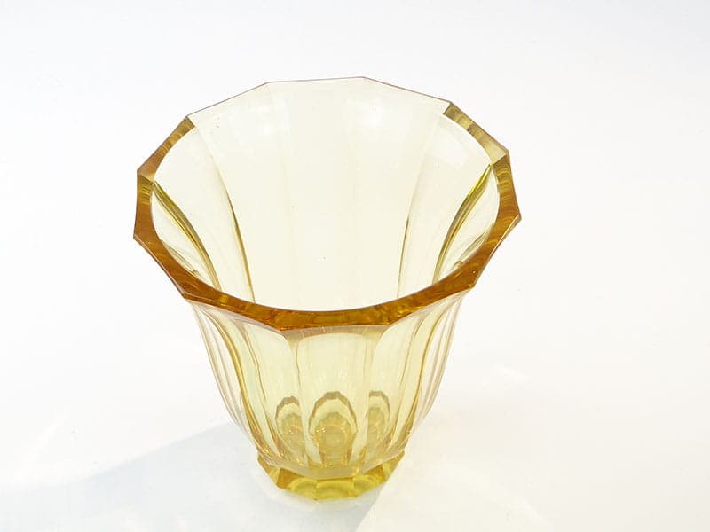 Wazon art déco, kryształ żółty, Moser, Czechy, lata 30. - 377375