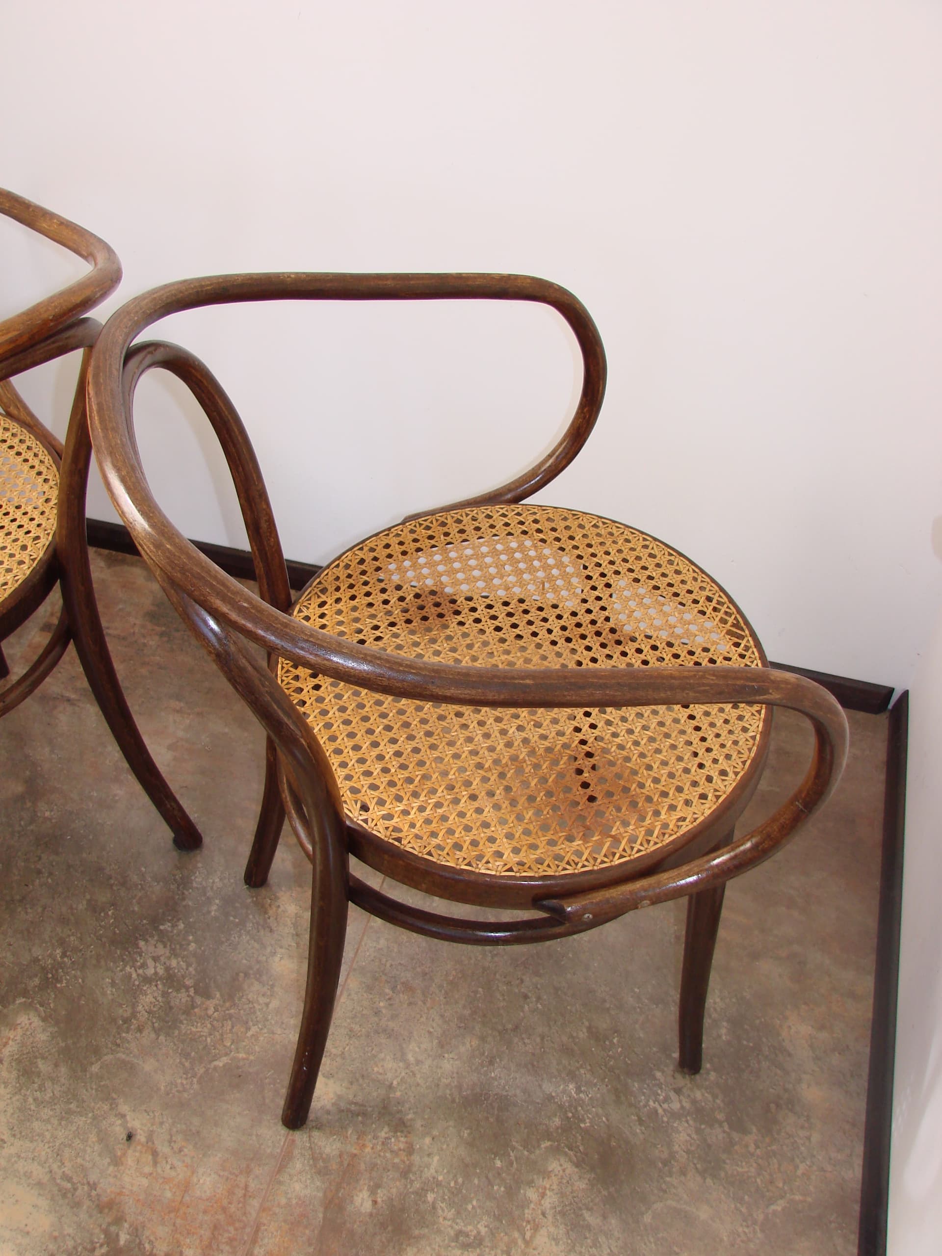 Para foteli Thonet B9/209, drewno gięte brązowy, plecionka wiedeńska beżowy, Polska, lata 60. - 377394