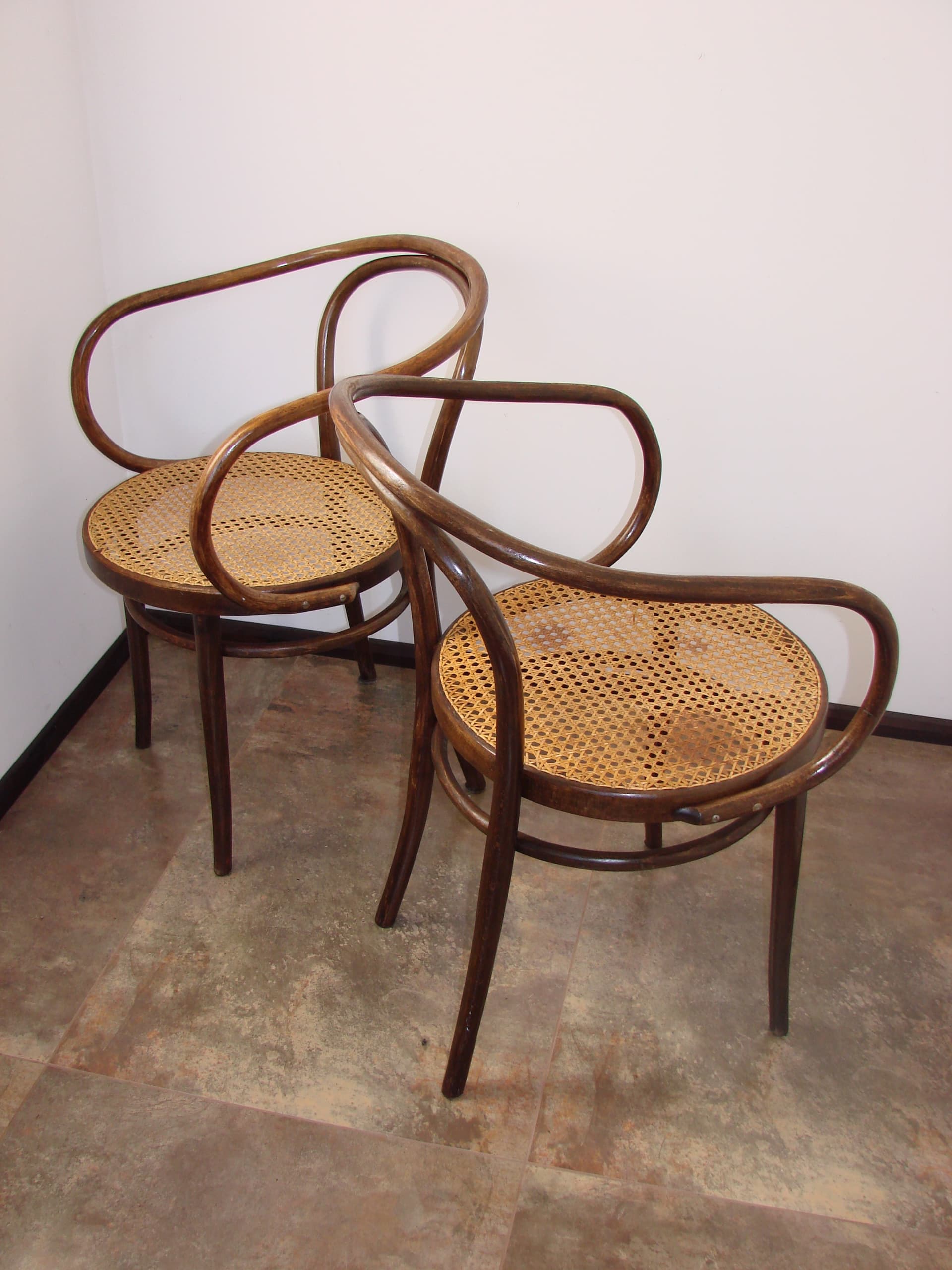Para foteli Thonet B9/209, drewno gięte brązowy, plecionka wiedeńska beżowy, Polska, lata 60. - 377393