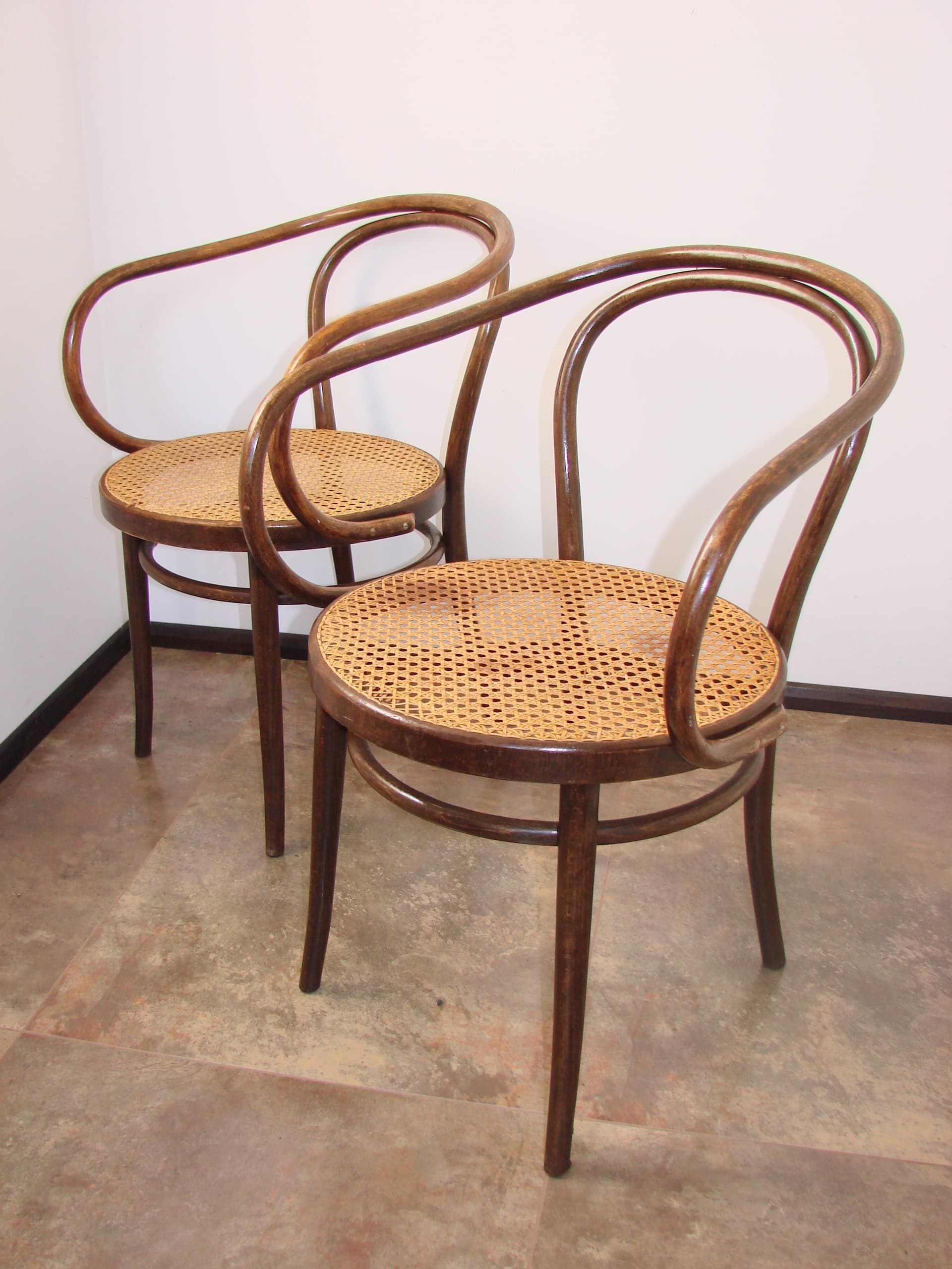 Para foteli Thonet B9/209, drewno gięte brązowy, plecionka wiedeńska beżowy, Polska, lata 60. - 377389