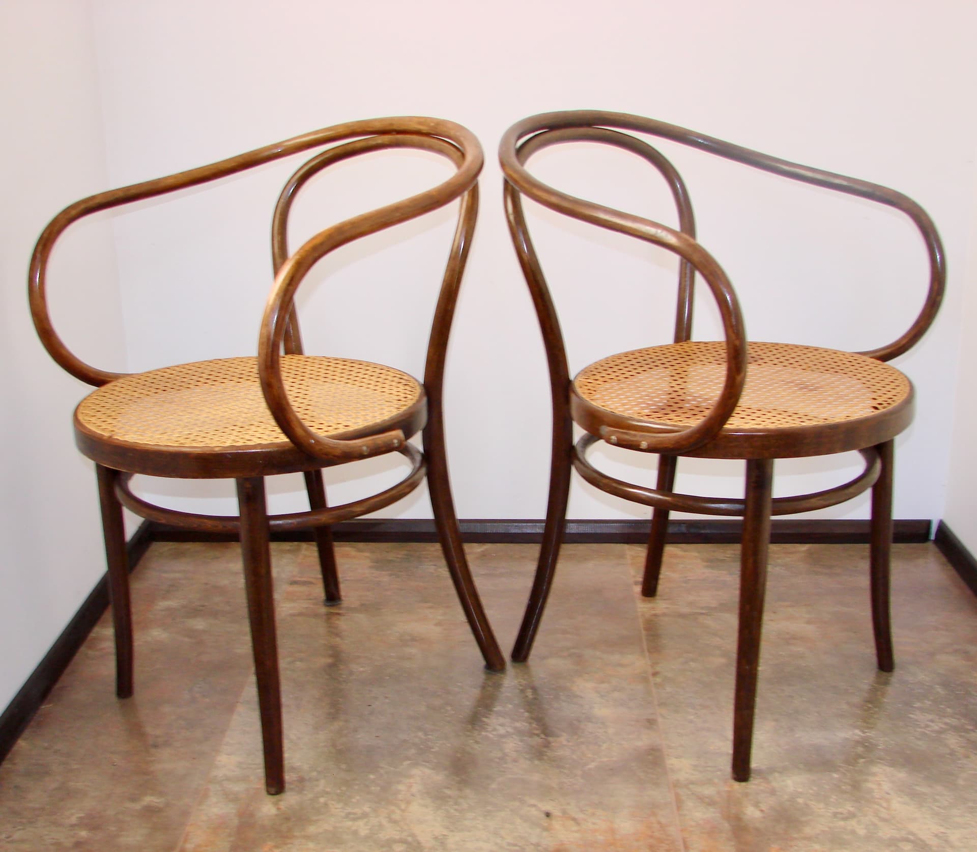 Para foteli Thonet B9/209, drewno gięte brązowy, plecionka wiedeńska beżowy, Polska, lata 60. - 377396