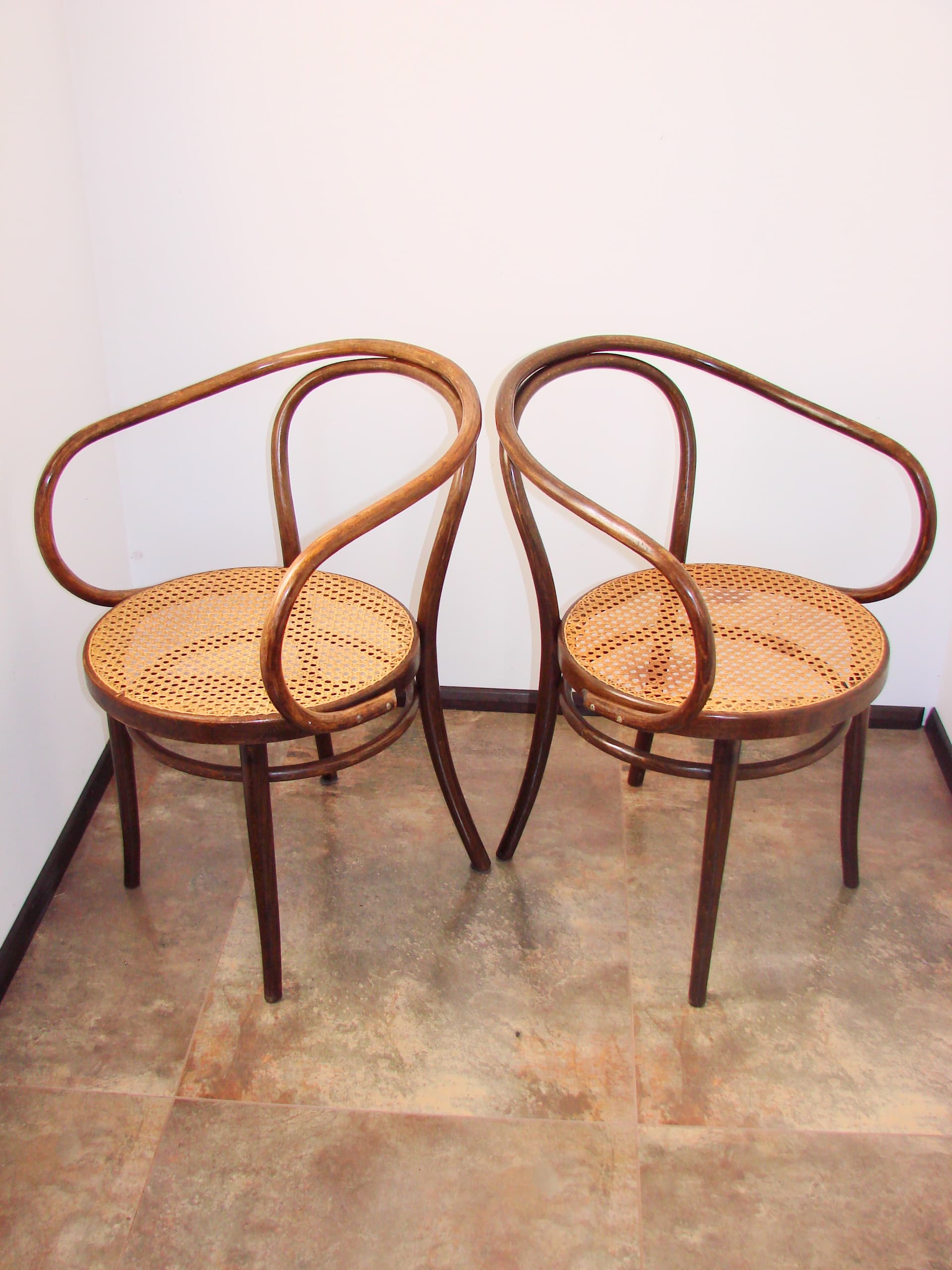 Para foteli Thonet B9/209, drewno gięte brązowy, plecionka wiedeńska beżowy, Polska, lata 60. - 377395