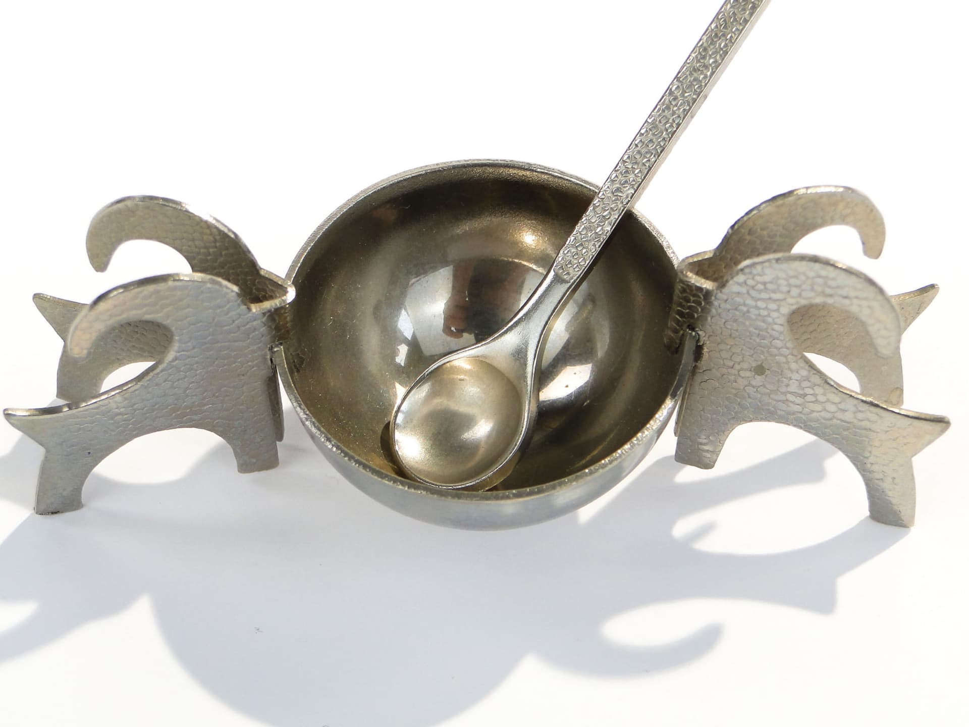 Salt Cellar, modernist, silver metal, 1960s - 377399