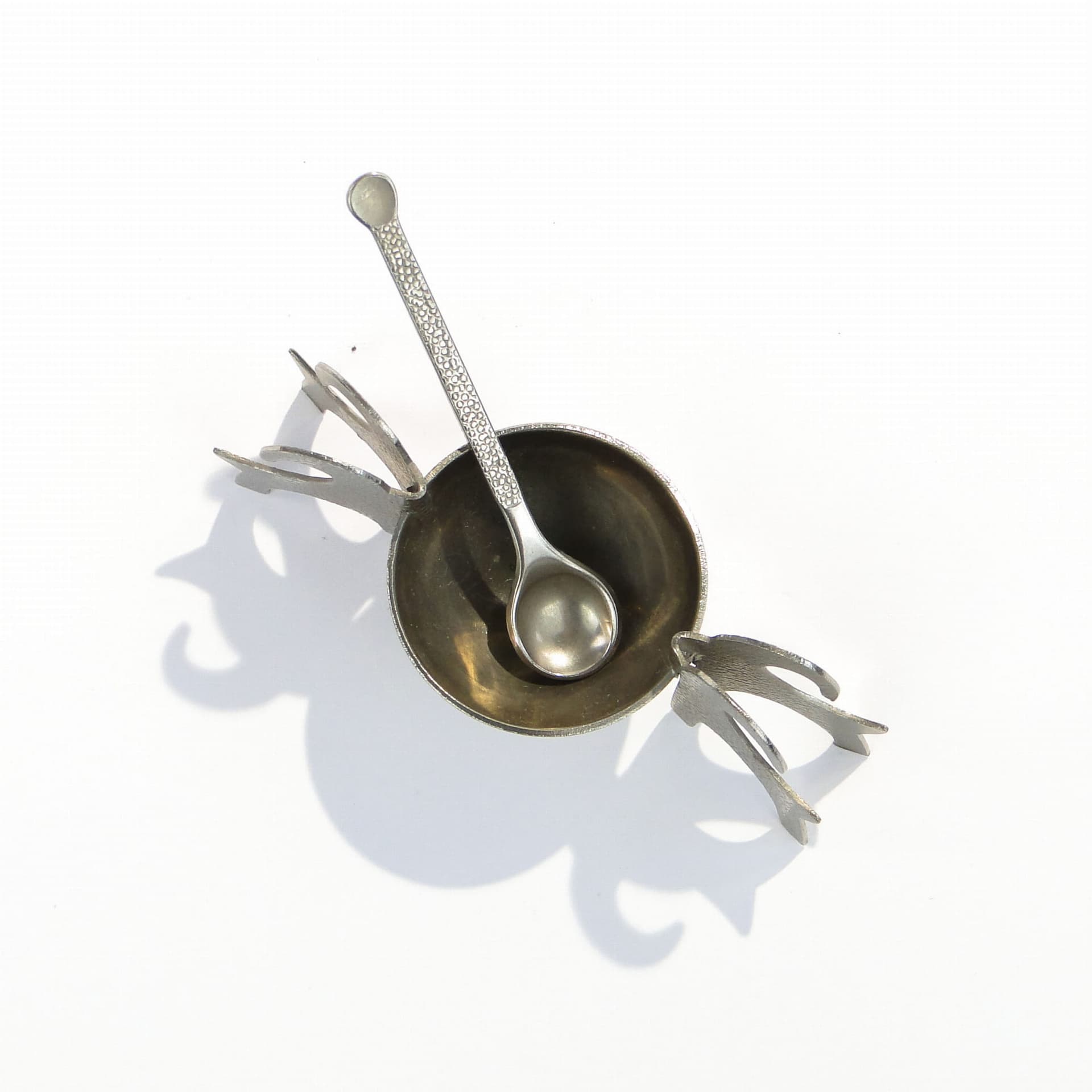 Salt Cellar, modernist, silver metal, 1960s - 377402